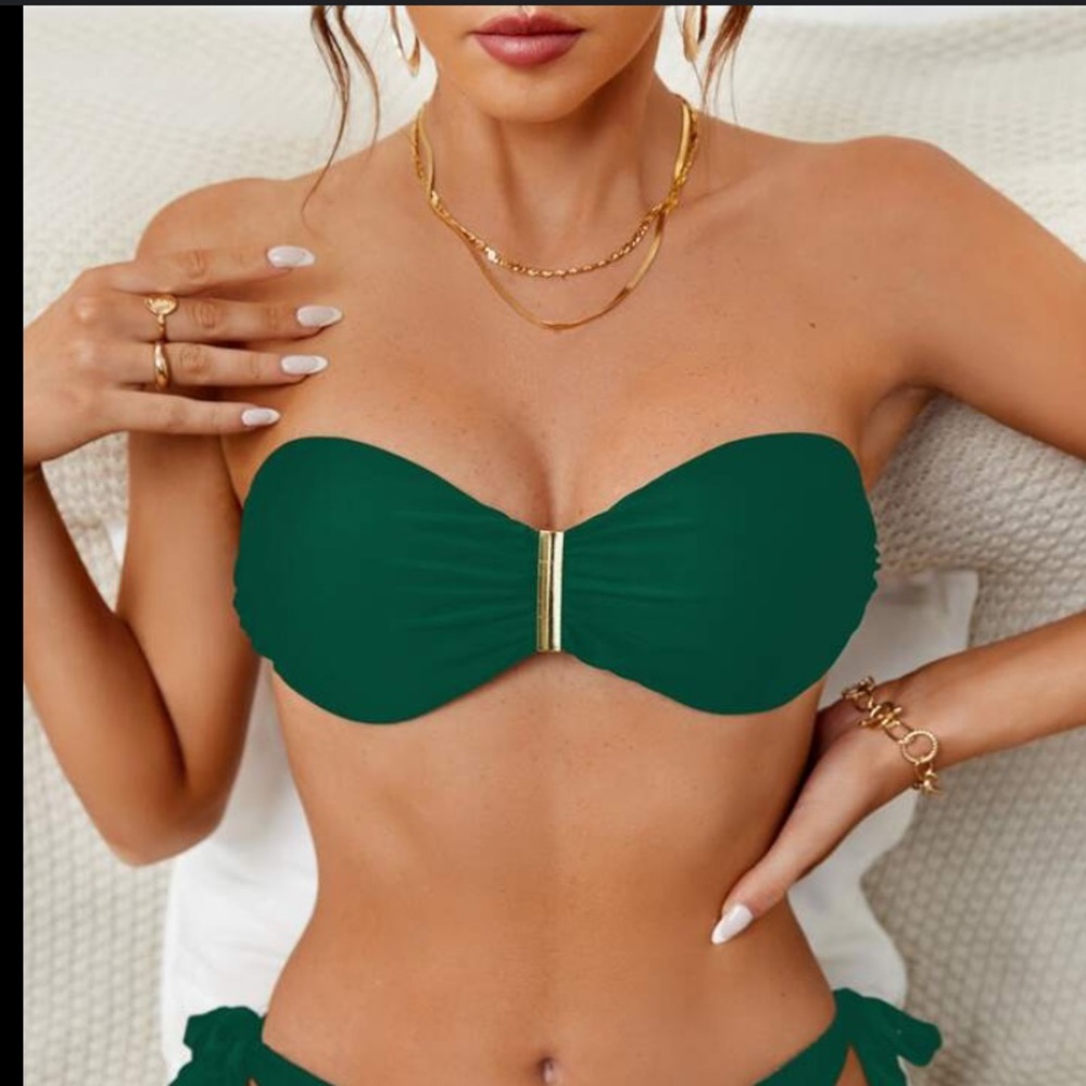 Victoria’s Secret green bandeau halter bikini top Size 36D